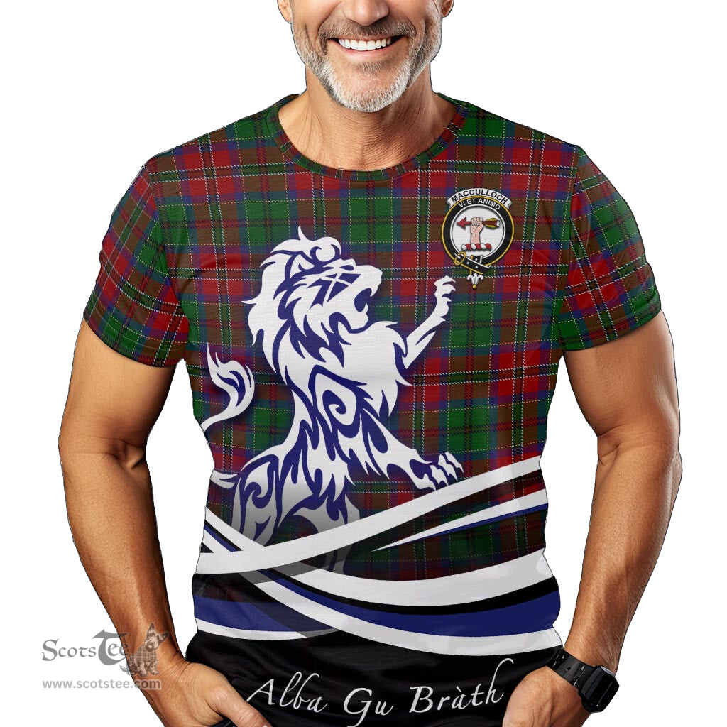ScotsTee Shop Scottish MacCulloch Clan Crest Tartan T Shirt Alba Gu Brath Regal Lion Emblem