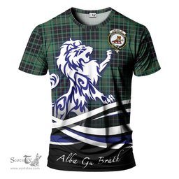 ScotsTee Shop Scottish MacAulay Hunting Ancient Clan Crest Tartan T Shirt Alba Gu Brath Regal Lion Emblem