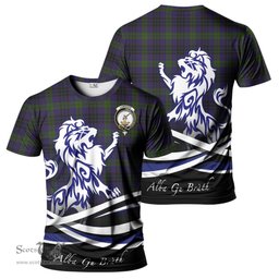 ScotsTee Shop Scottish Lumsden Hunting Clan Crest Tartan T Shirt Alba Gu Brath Regal Lion Emblem