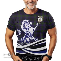 ScotsTee Shop Scottish Lumsden Hunting Clan Crest Tartan T Shirt Alba Gu Brath Regal Lion Emblem