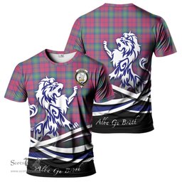 ScotsTee Shop Scottish Lindsay Ancient Clan Crest Tartan T Shirt Alba Gu Brath Regal Lion Emblem
