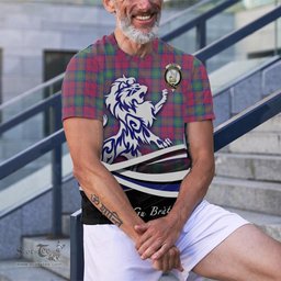 ScotsTee Shop Scottish Lindsay Ancient Clan Crest Tartan T Shirt Alba Gu Brath Regal Lion Emblem