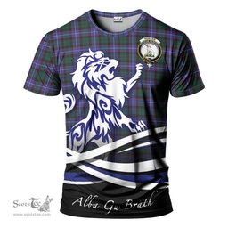 ScotsTee Shop Scottish Hunter Modern Clan Crest Tartan T Shirt Alba Gu Brath Regal Lion Emblem