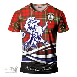 ScotsTee Shop Scottish Langlands Clan Crest Tartan T Shirt Alba Gu Brath Regal Lion Emblem
