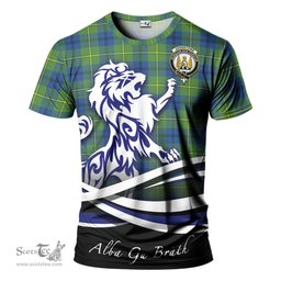 ScotsTee Shop Scottish Johnstone-Johnston Ancient Clan Crest Tartan T Shirt Alba Gu Brath Regal Lion Emblem