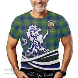 ScotsTee Shop Scottish Johnstone-Johnston Ancient Clan Crest Tartan T Shirt Alba Gu Brath Regal Lion Emblem
