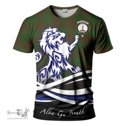 ScotsTee Shop Scottish MacAlister of Glenbarr Hunting Clan Crest Tartan T Shirt Alba Gu Brath Regal Lion Emblem