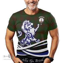 ScotsTee Shop Scottish MacAlister of Glenbarr Hunting Clan Crest Tartan T Shirt Alba Gu Brath Regal Lion Emblem