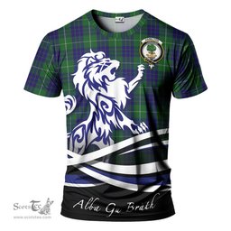 ScotsTee Shop Scottish Hamilton Green Hunting Clan Crest Tartan T Shirt Alba Gu Brath Regal Lion Emblem