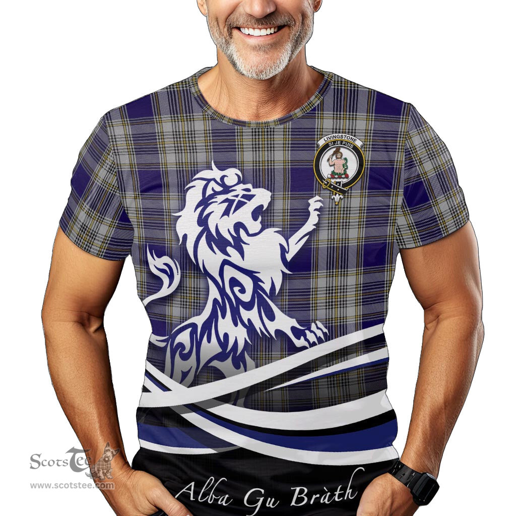 ScotsTee Shop Scottish Livingston Dress Clan Crest Tartan T Shirt Alba Gu Brath Regal Lion Emblem