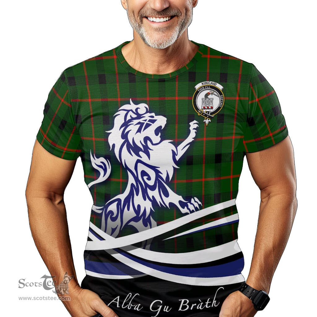ScotsTee Shop Scottish Kincaid Modern Clan Crest Tartan T Shirt Alba Gu Brath Regal Lion Emblem