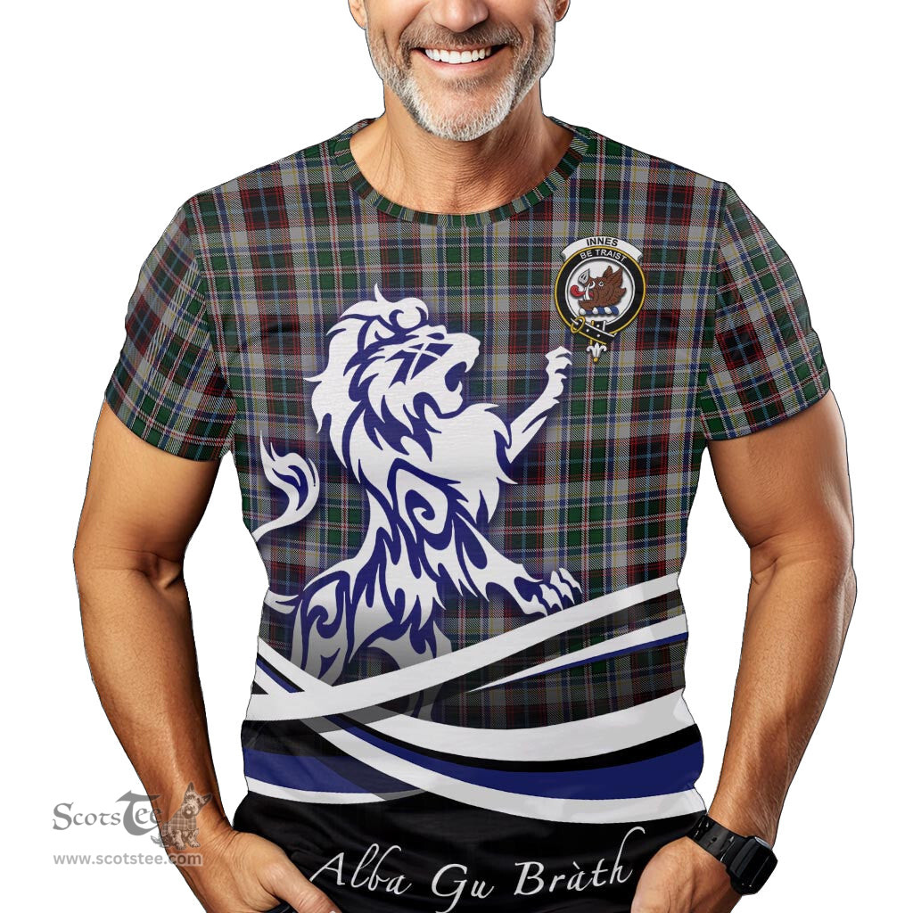 ScotsTee Shop Scottish Innes Dress Clan Crest Tartan T Shirt Alba Gu Brath Regal Lion Emblem