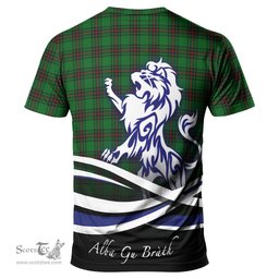 ScotsTee Shop Scottish Lundin Clan Crest Tartan T Shirt Alba Gu Brath Regal Lion Emblem