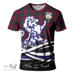 ScotsTee Shop Scottish Lindsay Clan Crest Tartan T Shirt Alba Gu Brath Regal Lion Emblem