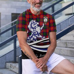 ScotsTee Shop Scottish Hopkirk Clan Crest Tartan T Shirt Alba Gu Brath Regal Lion Emblem