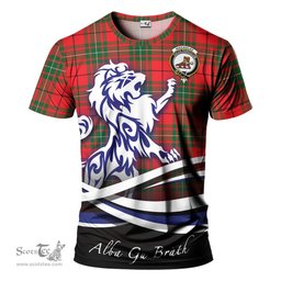 ScotsTee Shop Scottish MacAulay Modern Clan Crest Tartan T Shirt Alba Gu Brath Regal Lion Emblem