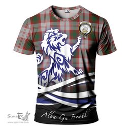 ScotsTee Shop Scottish Lindsay Dress Red Clan Crest Tartan T Shirt Alba Gu Brath Regal Lion Emblem