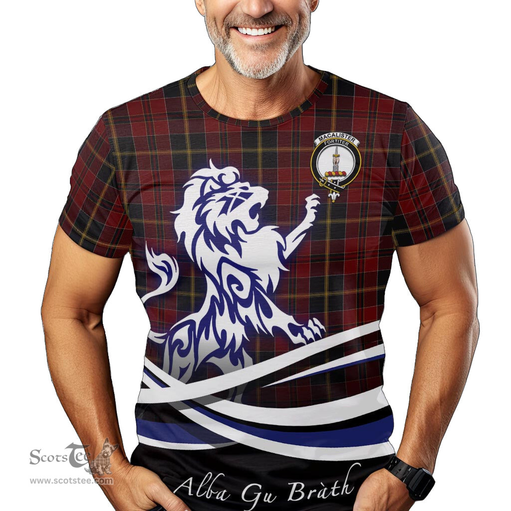 ScotsTee Shop Scottish MacAlister of Skye Clan Crest Tartan T Shirt Alba Gu Brath Regal Lion Emblem