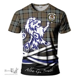 ScotsTee Shop Scottish Graham of Menteith Weathered Clan Crest Tartan T Shirt Alba Gu Brath Regal Lion Emblem