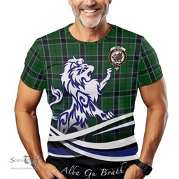 ScotsTee Shop Scottish Innes Hunting Clan Crest Tartan T Shirt Alba Gu Brath Regal Lion Emblem