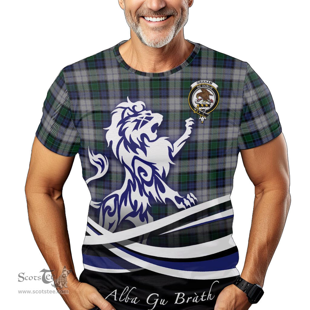 ScotsTee Shop Scottish Graham Dress Clan Crest Tartan T Shirt Alba Gu Brath Regal Lion Emblem