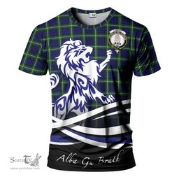 ScotsTee Shop Scottish Lamont Modern Clan Crest Tartan T Shirt Alba Gu Brath Regal Lion Emblem