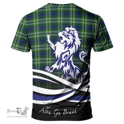 ScotsTee Shop Scottish Haliburton Clan Crest Tartan T Shirt Alba Gu Brath Regal Lion Emblem
