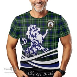ScotsTee Shop Scottish Haliburton Clan Crest Tartan T Shirt Alba Gu Brath Regal Lion Emblem