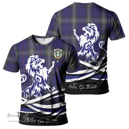 ScotsTee Shop Scottish Kinnaird Clan Crest Tartan T Shirt Alba Gu Brath Regal Lion Emblem