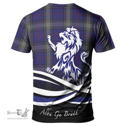 ScotsTee Shop Scottish Kinnaird Clan Crest Tartan T Shirt Alba Gu Brath Regal Lion Emblem