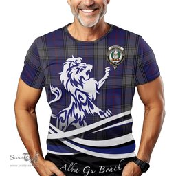 ScotsTee Shop Scottish Kinnaird Clan Crest Tartan T Shirt Alba Gu Brath Regal Lion Emblem