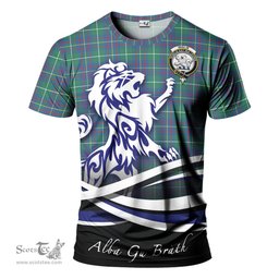 ScotsTee Shop Scottish Inglis Ancient Clan Crest Tartan T Shirt Alba Gu Brath Regal Lion Emblem