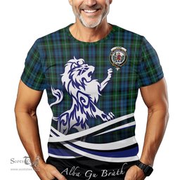 ScotsTee Shop Scottish Lyon Clan Crest Tartan T Shirt Alba Gu Brath Regal Lion Emblem