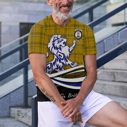 ScotsTee Shop Scottish Houston Clan Crest Tartan T Shirt Alba Gu Brath Regal Lion Emblem