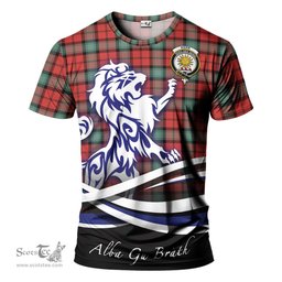 ScotsTee Shop Scottish Kerr Ancient Clan Crest Tartan T Shirt Alba Gu Brath Regal Lion Emblem