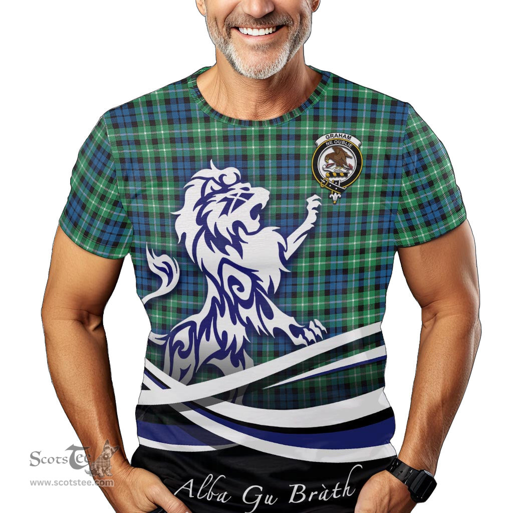 ScotsTee Shop Scottish Graham of Montrose Ancient Clan Crest Tartan T Shirt Alba Gu Brath Regal Lion Emblem