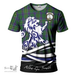 ScotsTee Shop Scottish Hunter of Hunterston Clan Crest Tartan T Shirt Alba Gu Brath Regal Lion Emblem