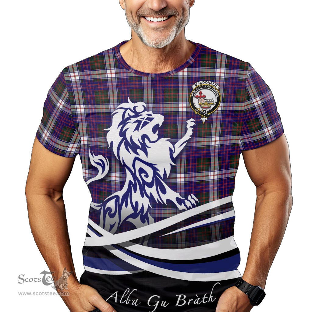 ScotsTee Shop Scottish MacDonald Dress Modern Clan Crest Tartan T Shirt Alba Gu Brath Regal Lion Emblem