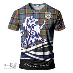 ScotsTee Shop Scottish Glass Clan Crest Tartan T Shirt Alba Gu Brath Regal Lion Emblem