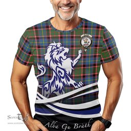 ScotsTee Shop Scottish Glass Clan Crest Tartan T Shirt Alba Gu Brath Regal Lion Emblem