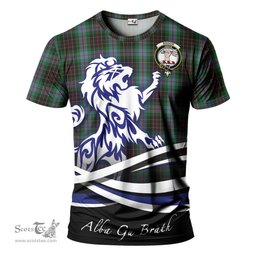 ScotsTee Shop Scottish Brodie Hunting Clan Crest Tartan T Shirt Alba Gu Brath Regal Lion Emblem