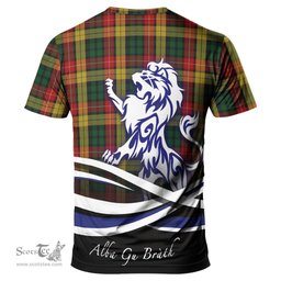 ScotsTee Shop Scottish Buchanan Clan Crest Tartan T Shirt Alba Gu Brath Regal Lion Emblem