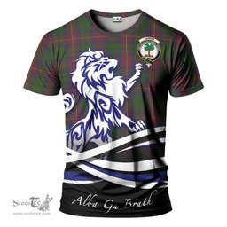 ScotsTee Shop Scottish Cairns Clan Crest Tartan T Shirt Alba Gu Brath Regal Lion Emblem