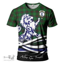ScotsTee Shop Scottish Ged Clan Crest Tartan T Shirt Alba Gu Brath Regal Lion Emblem