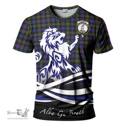 ScotsTee Shop Scottish Fleming Clan Crest Tartan T Shirt Alba Gu Brath Regal Lion Emblem