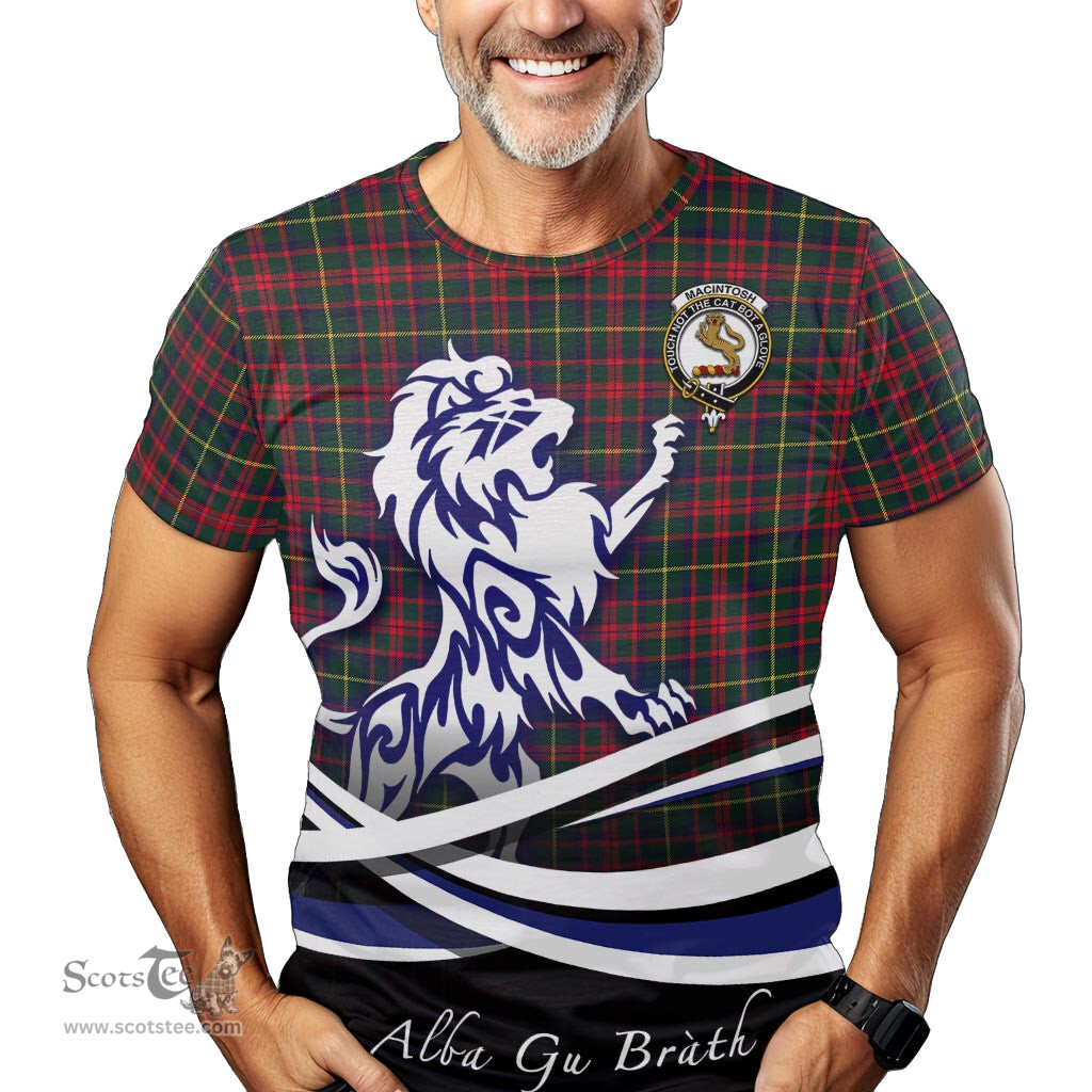 ScotsTee Shop Scottish MacIntosh Hunting Modern Clan Crest Tartan T Shirt Alba Gu Brath Regal Lion Emblem