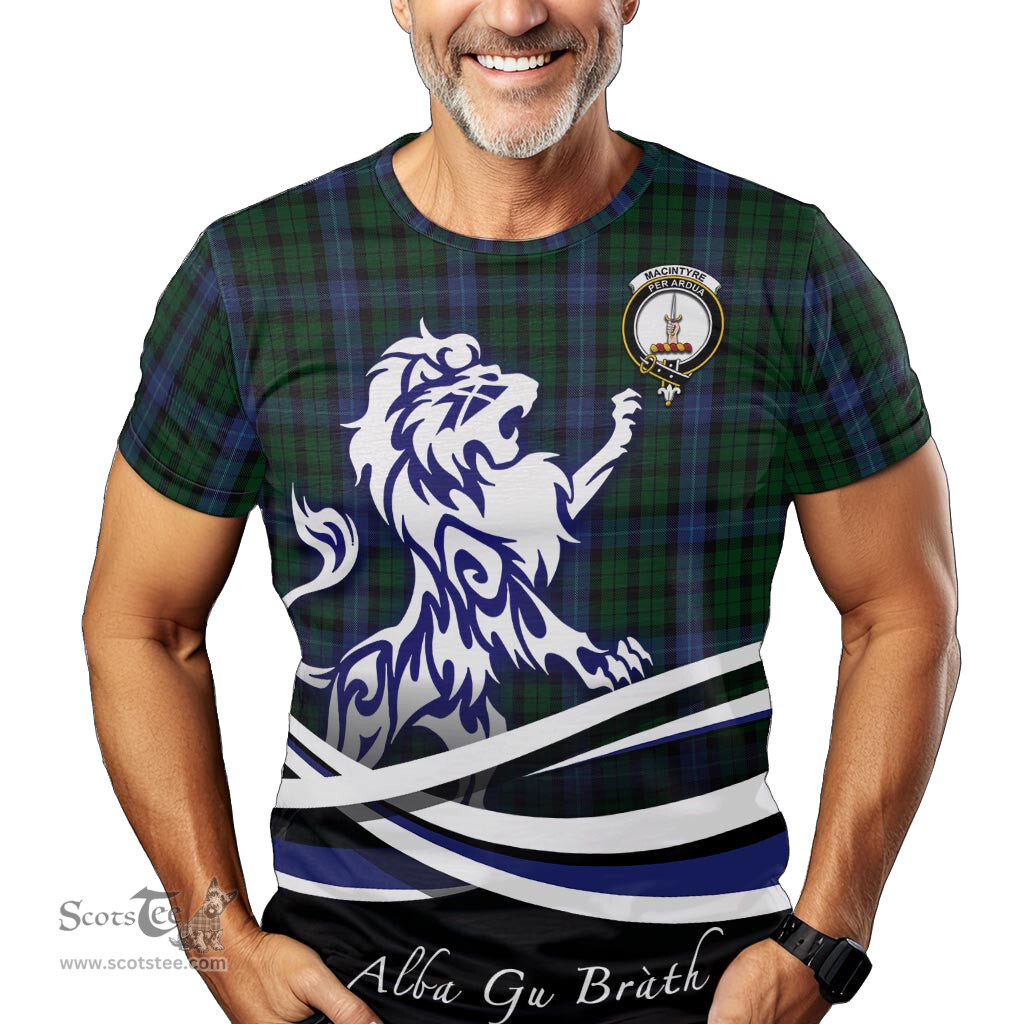 ScotsTee Shop Scottish MacIntyre Clan Crest Tartan T Shirt Alba Gu Brath Regal Lion Emblem