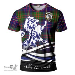 ScotsTee Shop Scottish Chalmers Modern Clan Crest Tartan T Shirt Alba Gu Brath Regal Lion Emblem