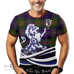 ScotsTee Shop Scottish Chalmers Modern Clan Crest Tartan T Shirt Alba Gu Brath Regal Lion Emblem