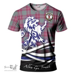 ScotsTee Shop Scottish Crawford Ancient Clan Crest Tartan T Shirt Alba Gu Brath Regal Lion Emblem